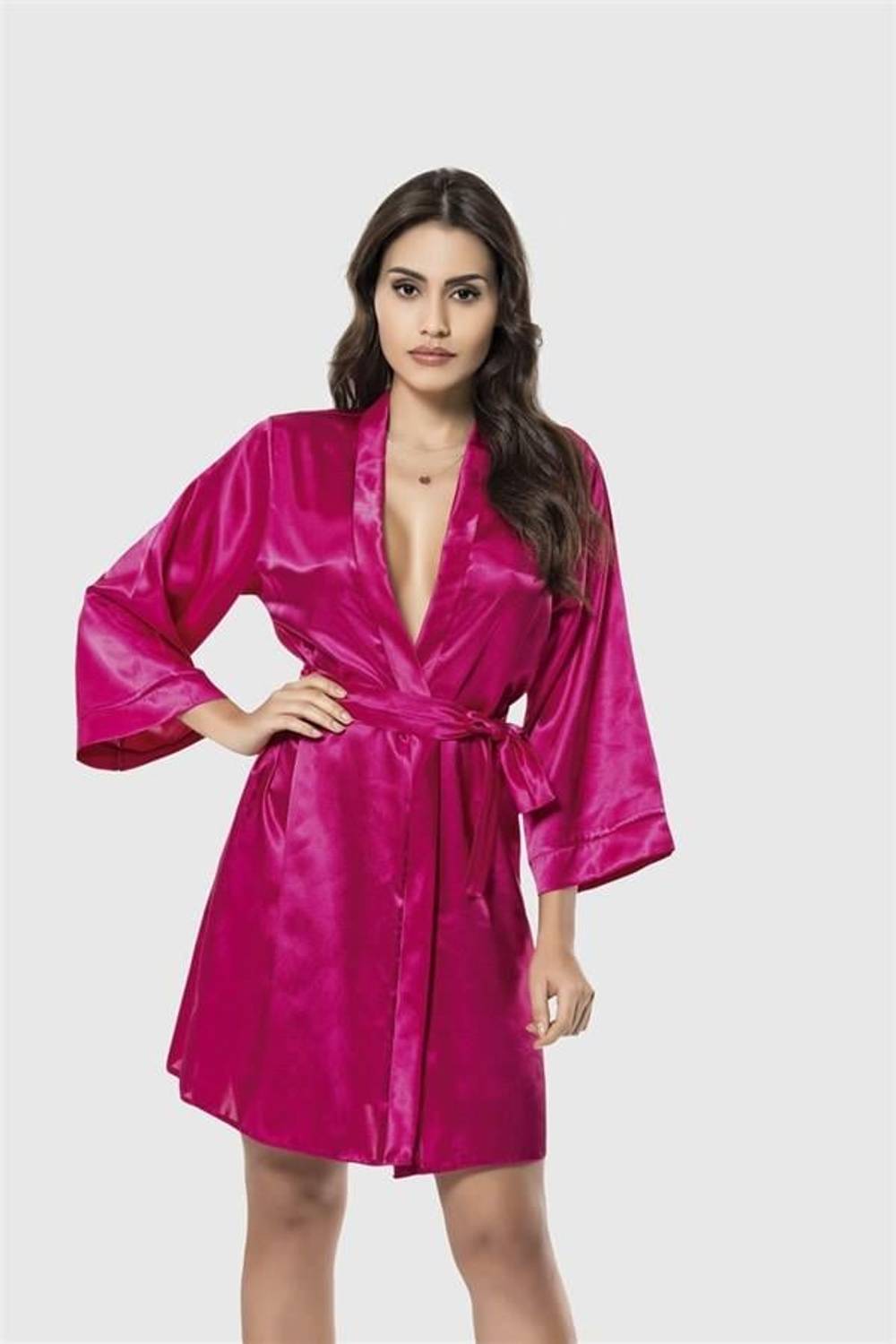 Markano Cherry Short Satin Dressing Gown