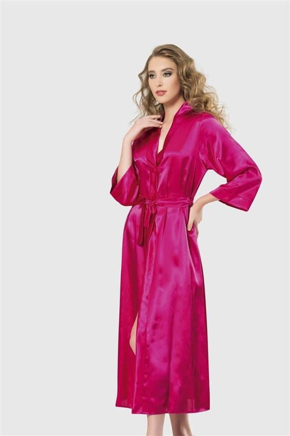 Markano Cherry Long Satin Dressing Gown