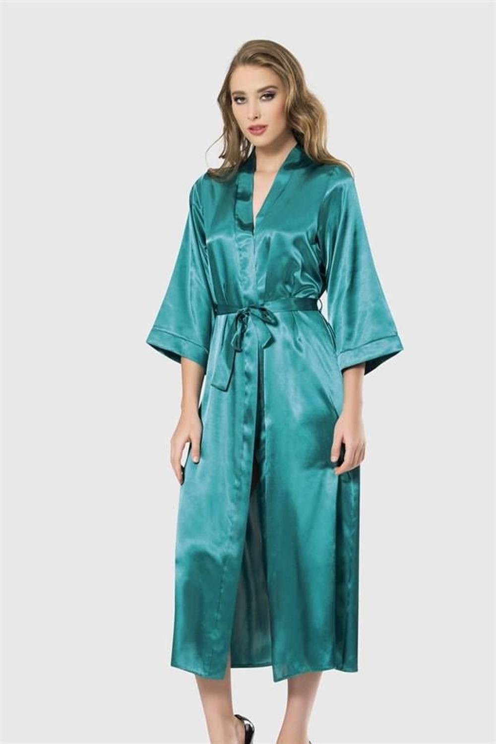 Markano Emerald Long Satin Dressing Gown