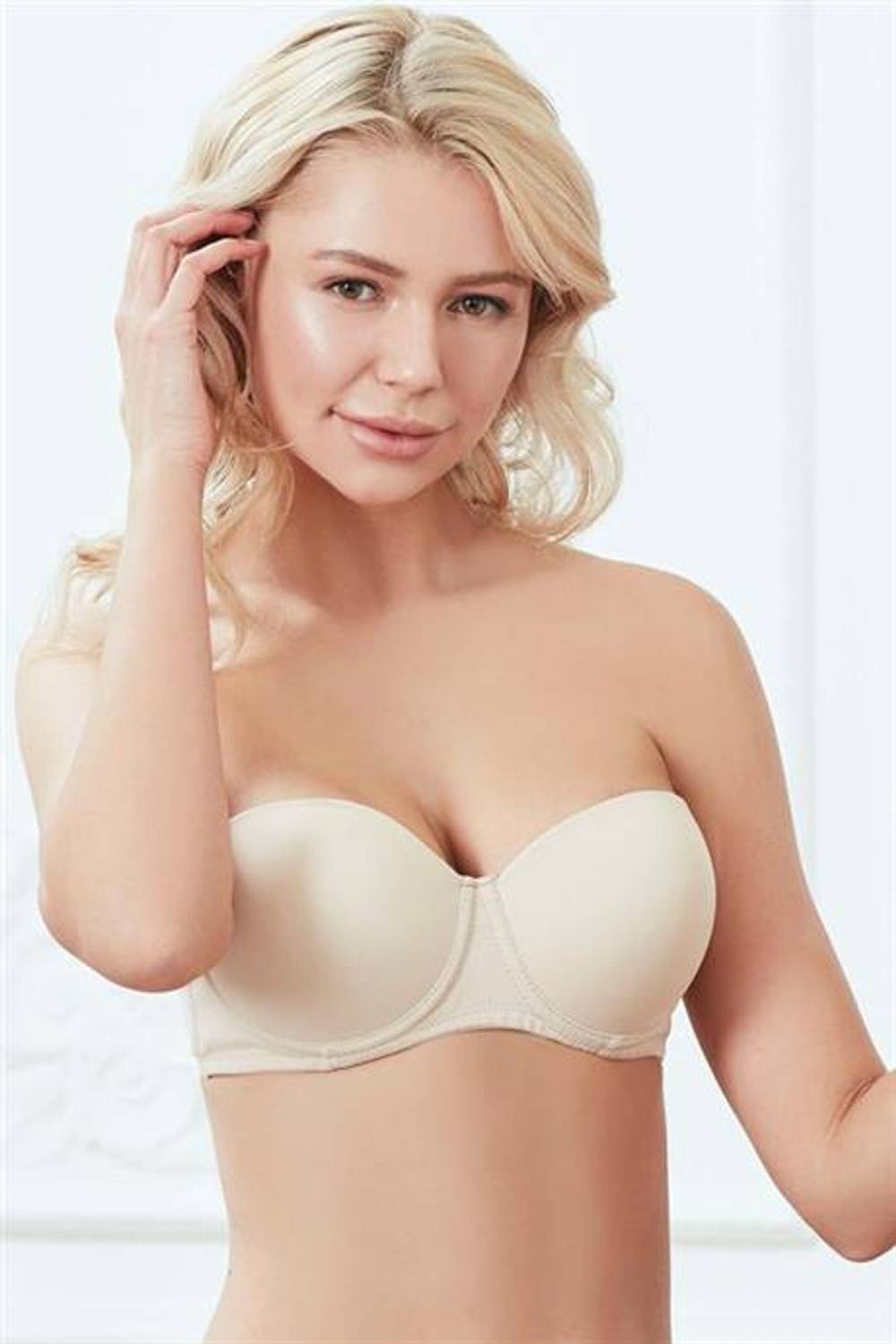 Markano Kadın Balenli Destekli Dolgulu Askısız Straplez Günlük Klasik T-Shirt Sütyeni (3241)