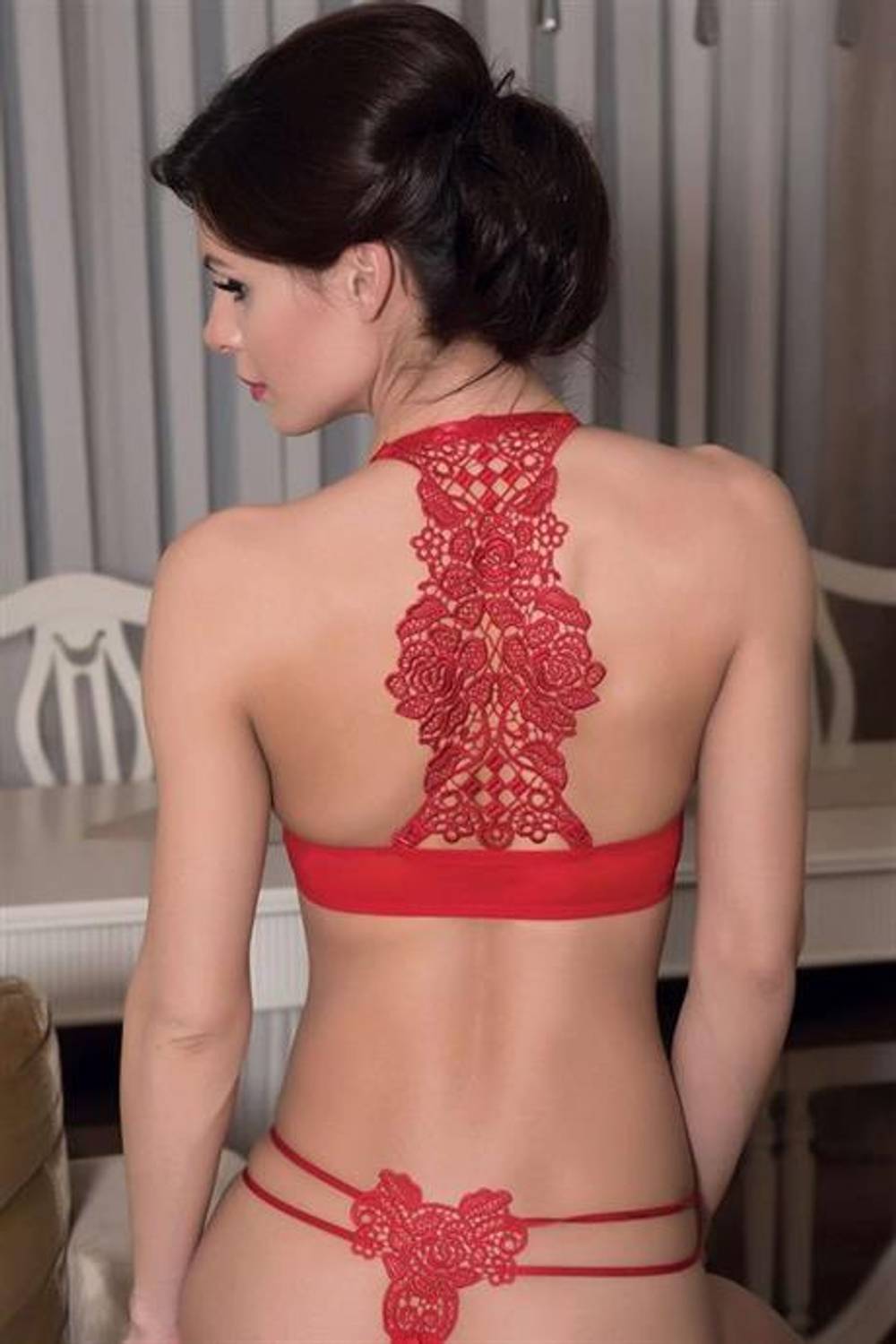 Женский бюстгальтер с баленами и поддержкой, бельевой комплект с открытой спиной и регулируемыми бретелями, цвет красный