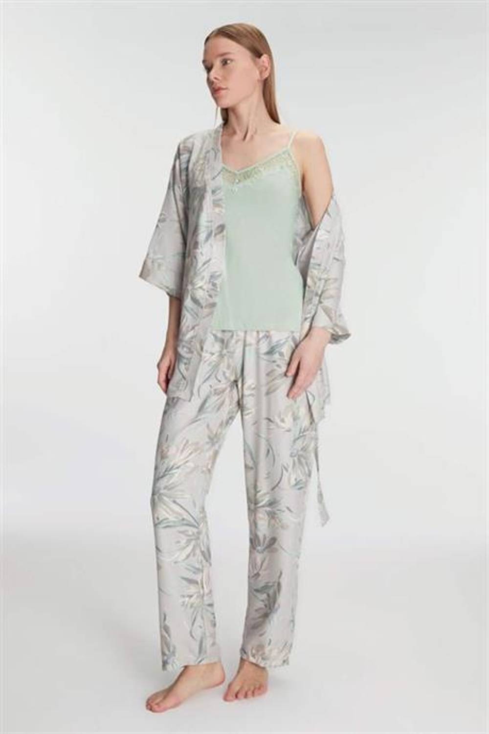 Markano   Sabahlık Atlet ve Pantolon Takım Pamuklu Pijama Set