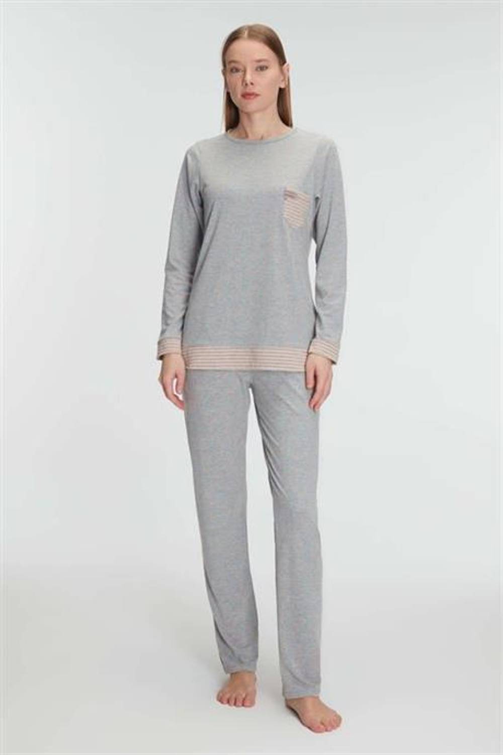 Пижамный комплект Markano из хлопка с длинным рукавом, идеален для комфортного сна, мягкий на ощупь, разные размеры, стильный и удобный