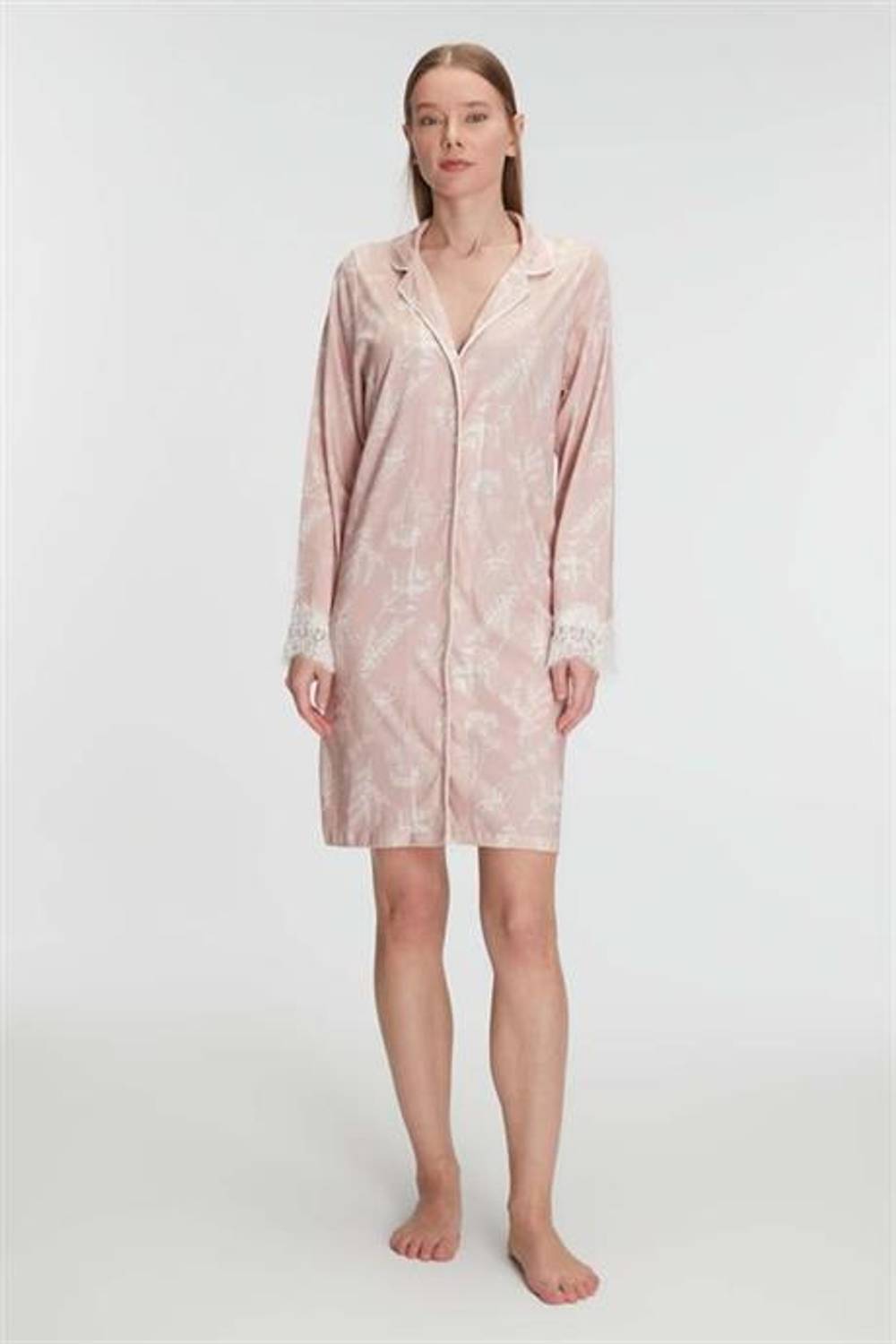 Markano  Cotton Modal Uzun Kol Gecelik