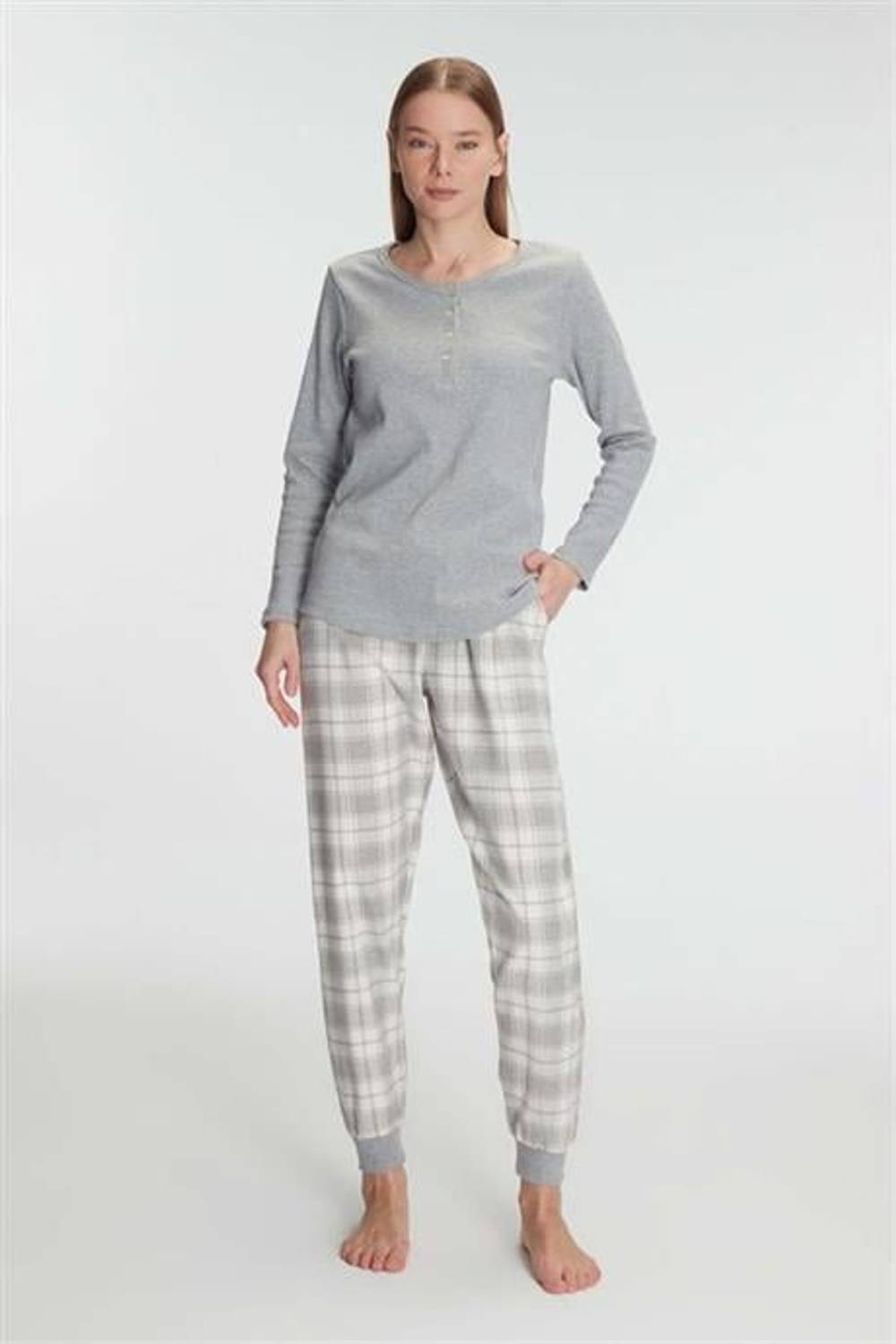 Markano  Pamuklu Uzun Kol Pijama Takımı