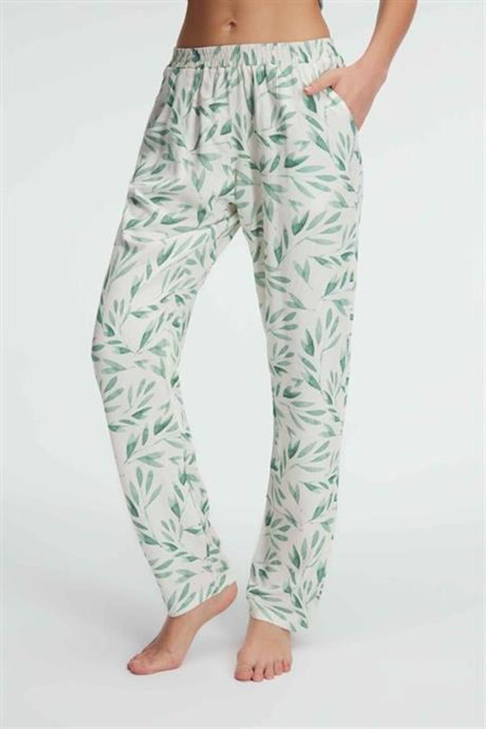 Markano  Günlük Ev Giyimi Viskon Çiçek Desenli Yazlık Örme Normal Bel Pijama Altı