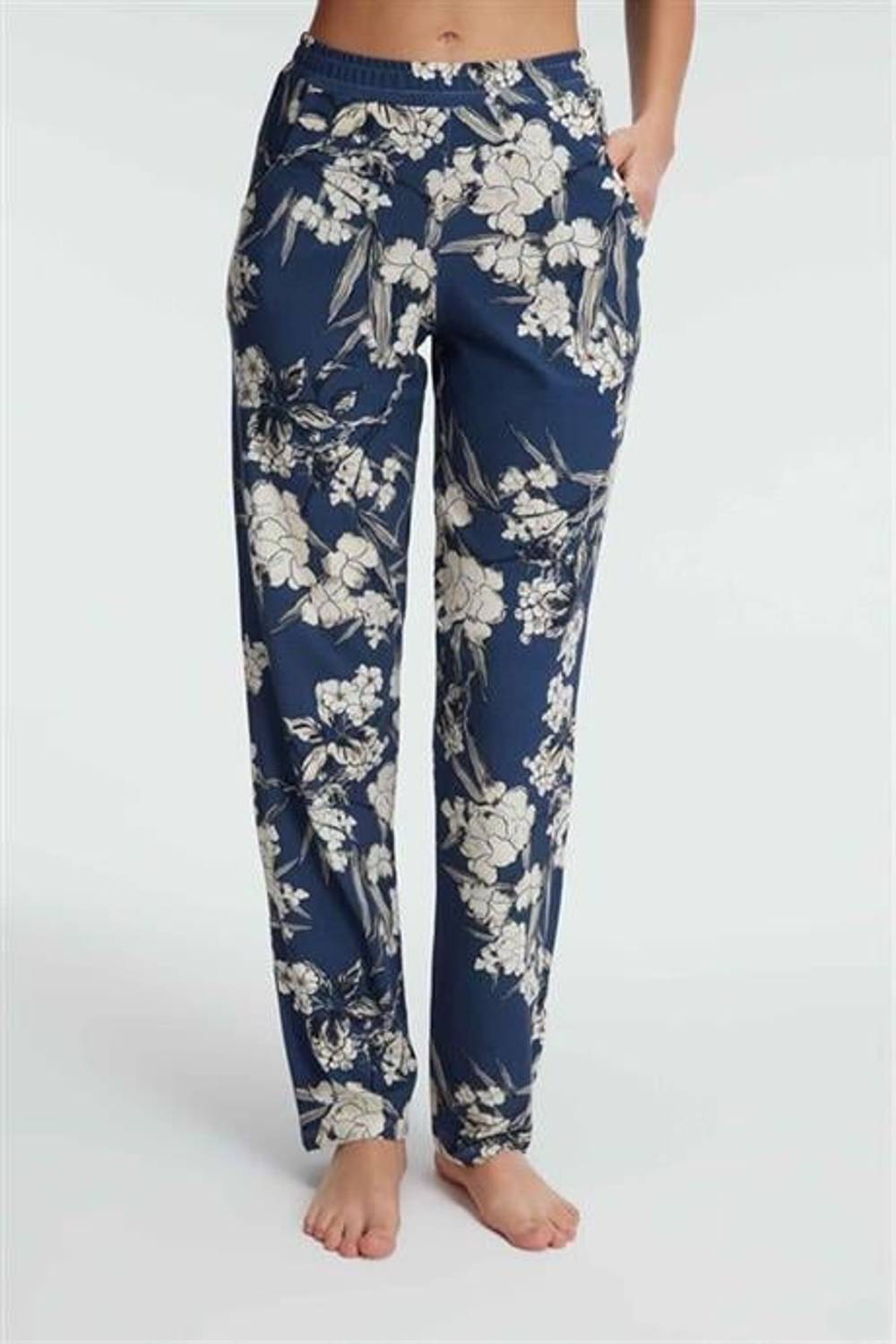 Женские повседневные брюки пижамы Markano из вискозы с цветочным узором, нормальная посадка, синяя, размеры S, M, L, XL
