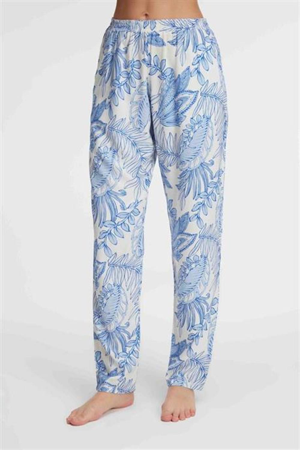 Markano  Günlük Ev Giyimi Viskon Çiçek Desenli Yazlık örme Normal Bel Pijama Altı