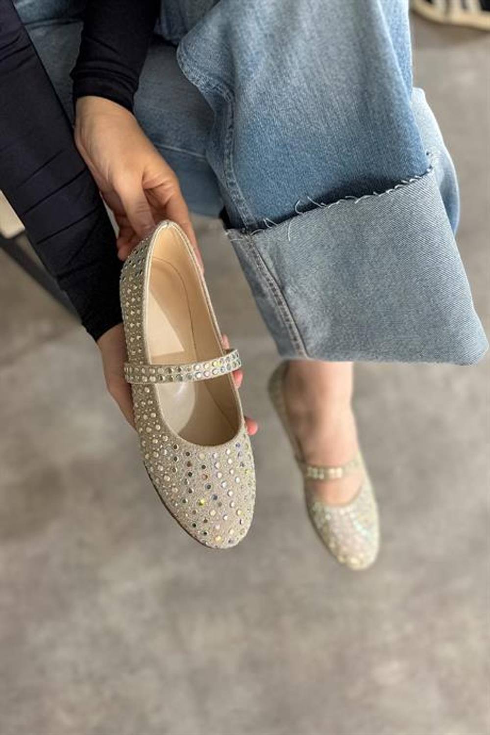 Markano Mita Bej Taş Detaylı Kadın Babet