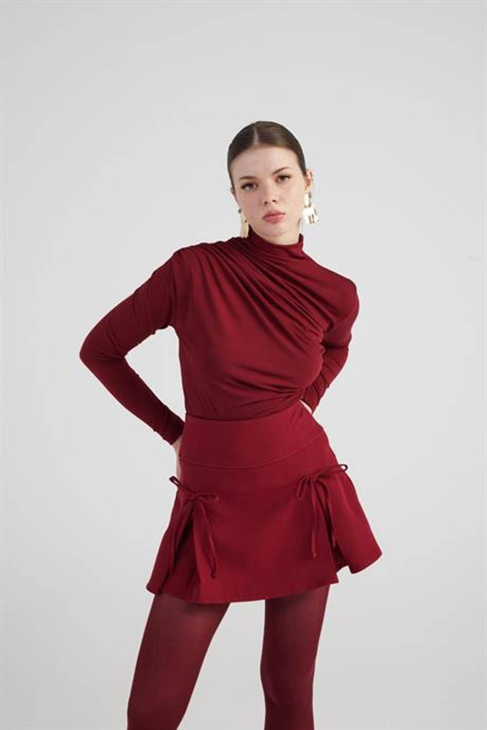 Markano Elena Şort Etek Bordo