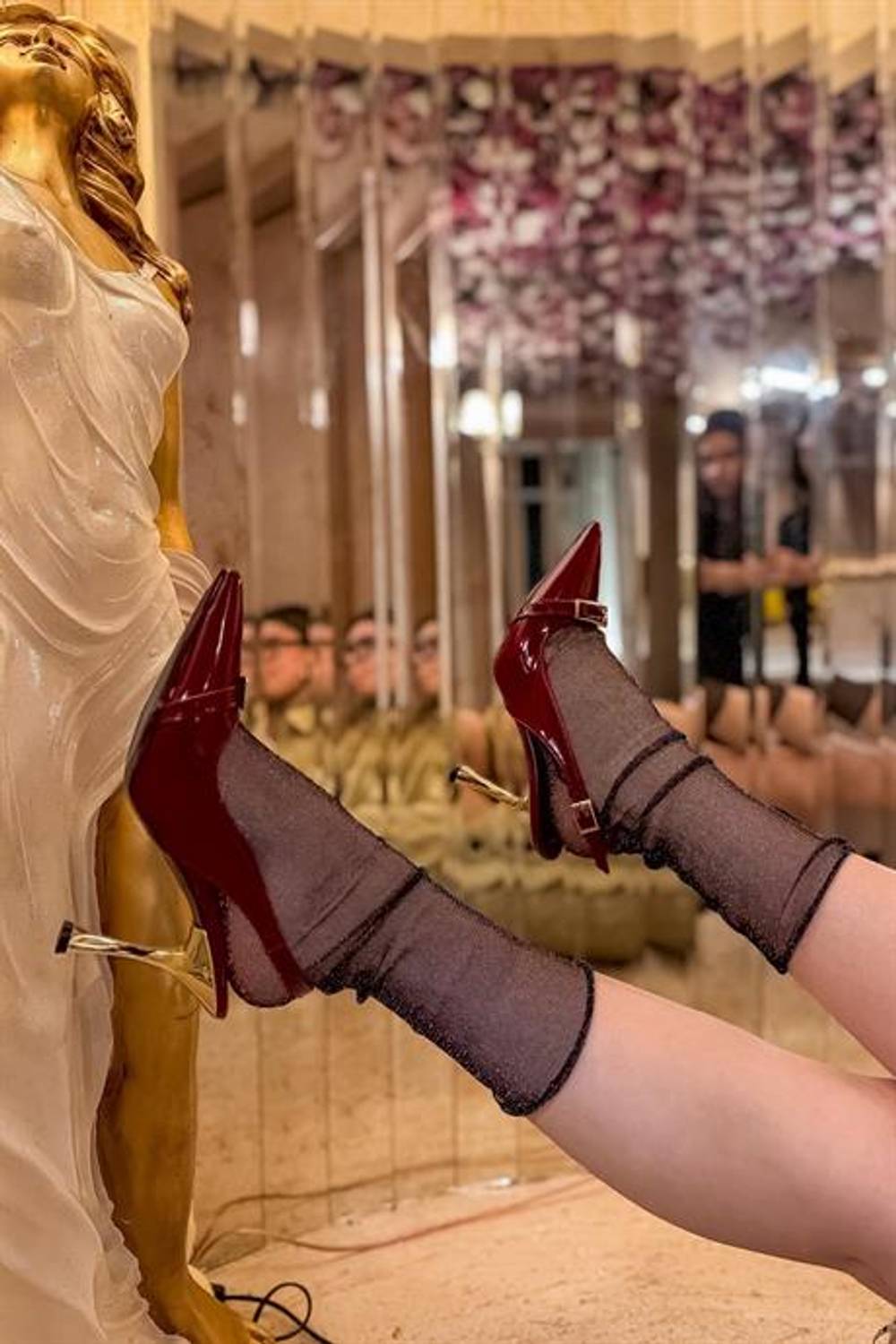 Markano Olday Bordo Rugan Gold Toka Detaylı Kadın Topuklu Ayakkabı