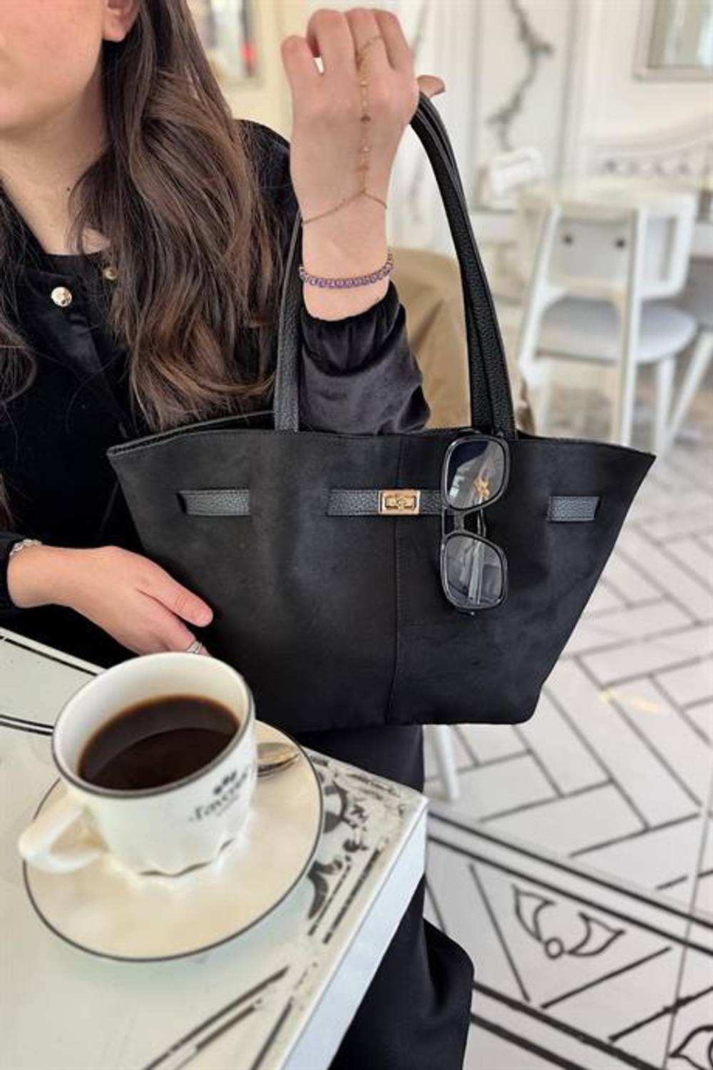 Markano Aqu Siyah Oval Gold Toka Detaylı Kadın Çanta