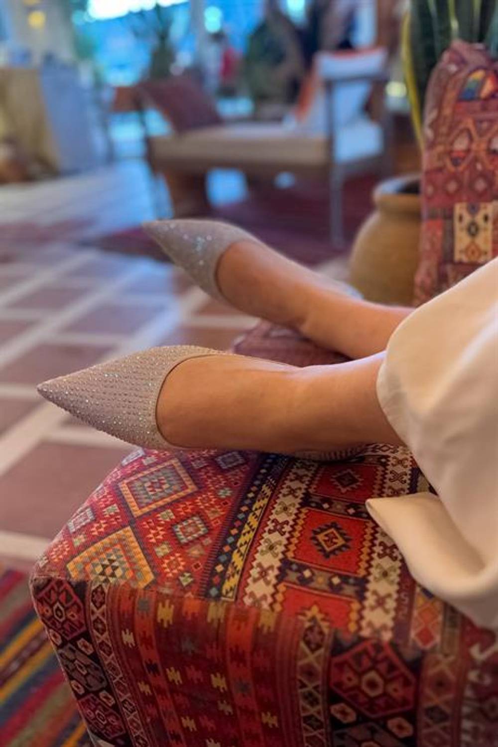 Markano Petri Gümüş Taş Kaplama Detaylı Kadın Babet