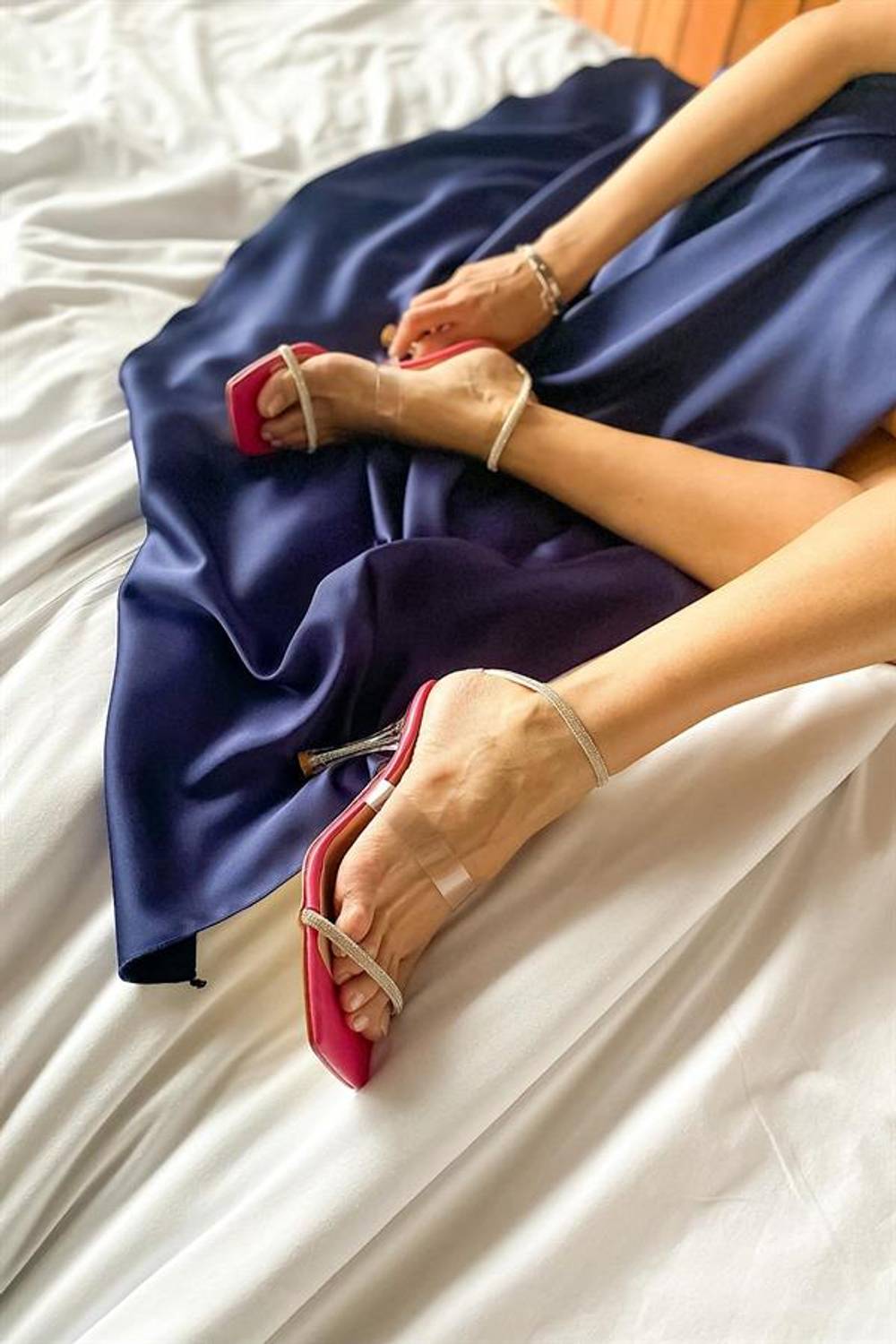 Joyce Fuchsia Piping Stone Women's Heeled Shoes