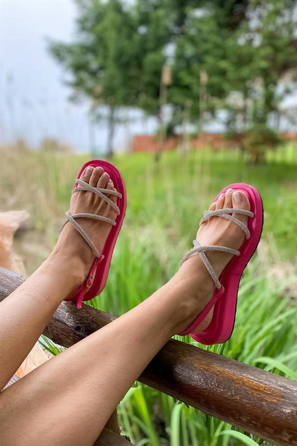 Melon Fuchsia Stone Women's Sandals