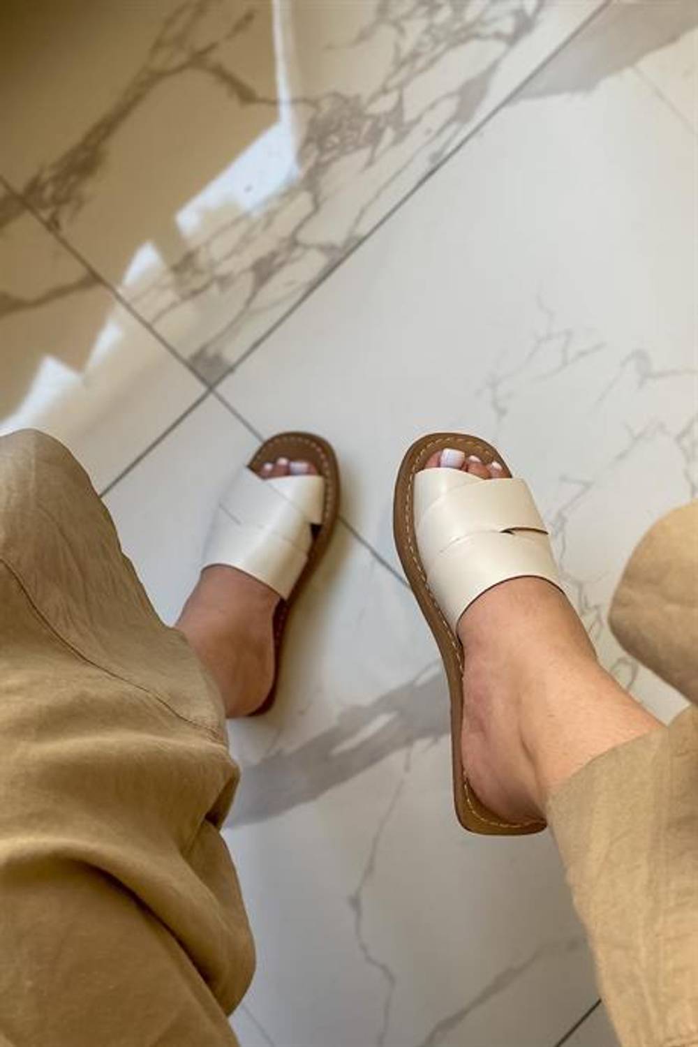 Бежевые кожаные сандалии для женщин с высоким каблуком 1 см, стандартная колодка, размер 36-41