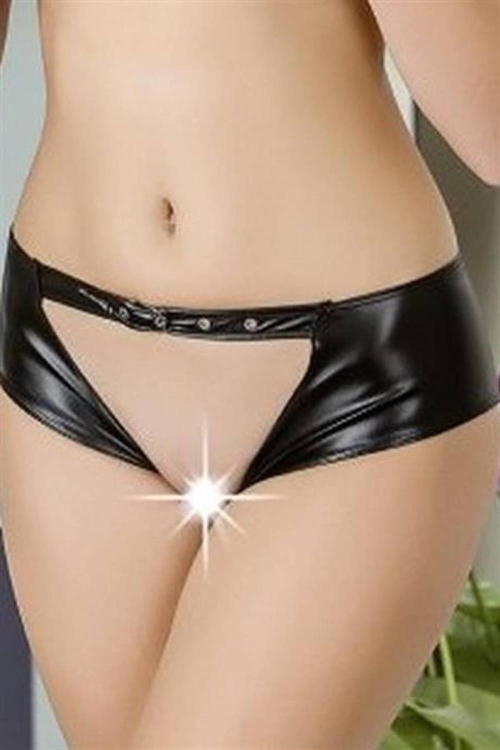 Markano Leather Look Open Middle Fancy Belted Boxer Briefs