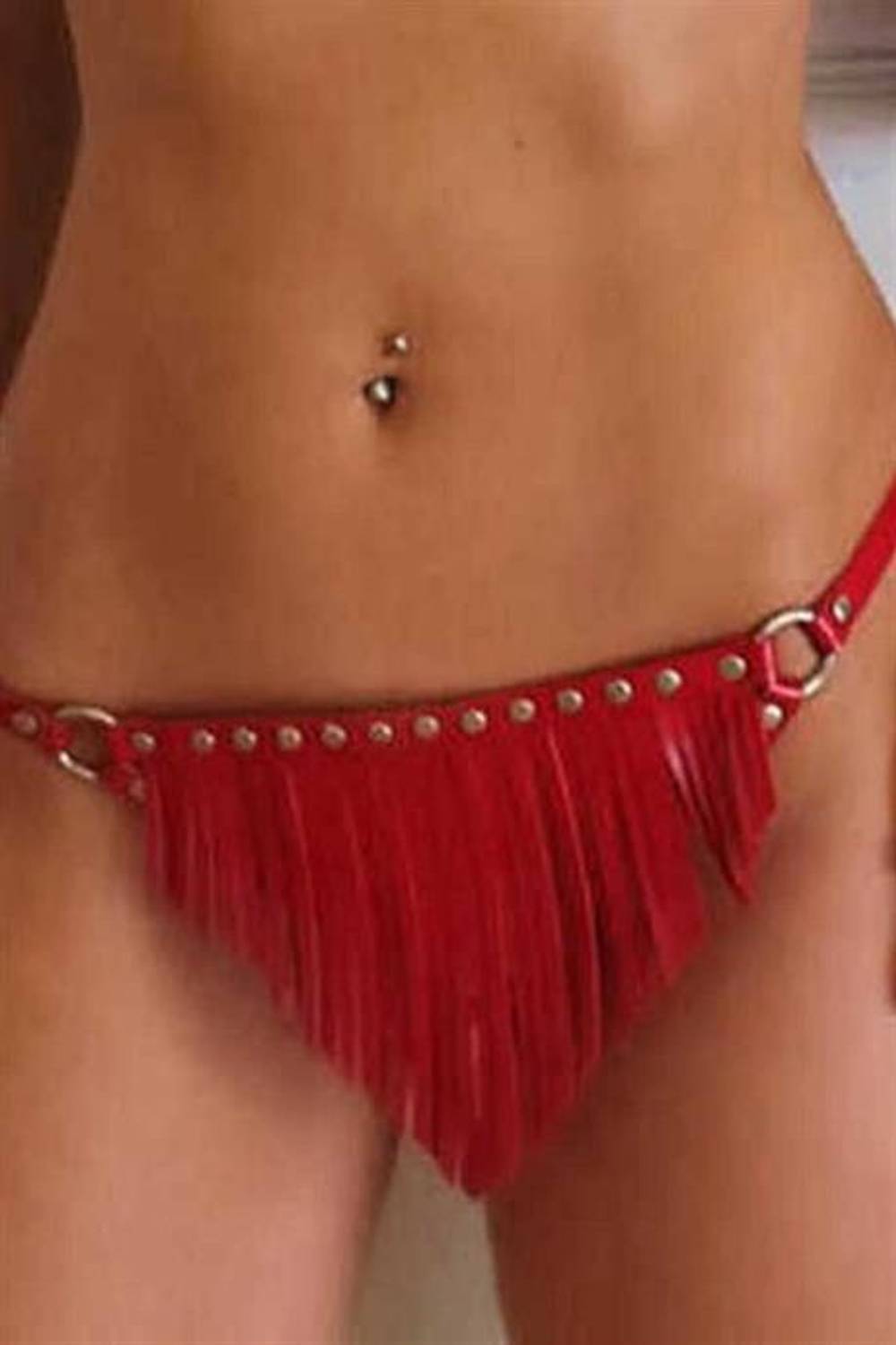 Markano Faux Soft Leather Harness Fancy Thong Panties