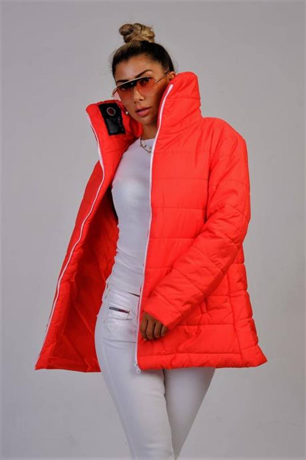 Markano Flag Red Stand Collar Waterproof Long Puffer Coat