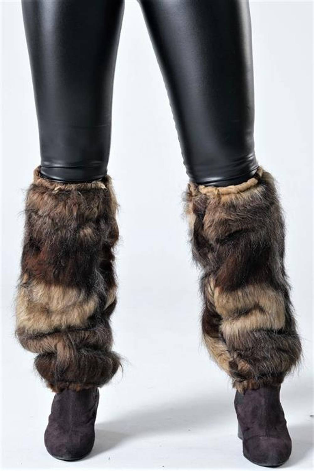 Кофейные деградированные пушистые чулки Markano размер стандарт