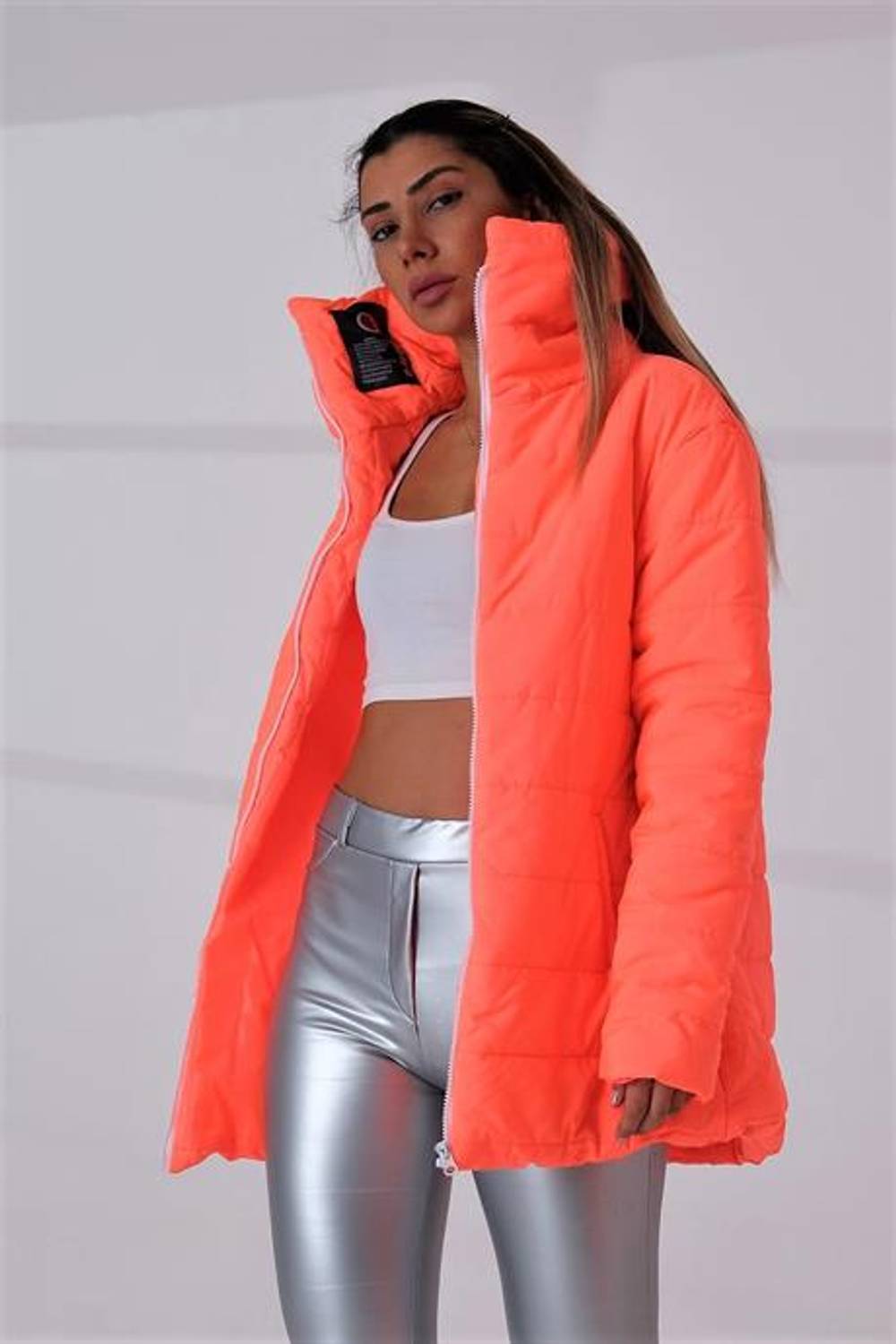 Markano Pomegranate Flower Stand Collar Waterproof Long Puffer Coat