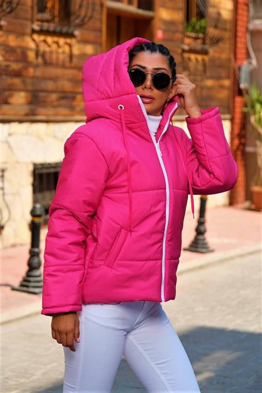 Markano Fuchsia Waterproof Hooded Puffer Jacket