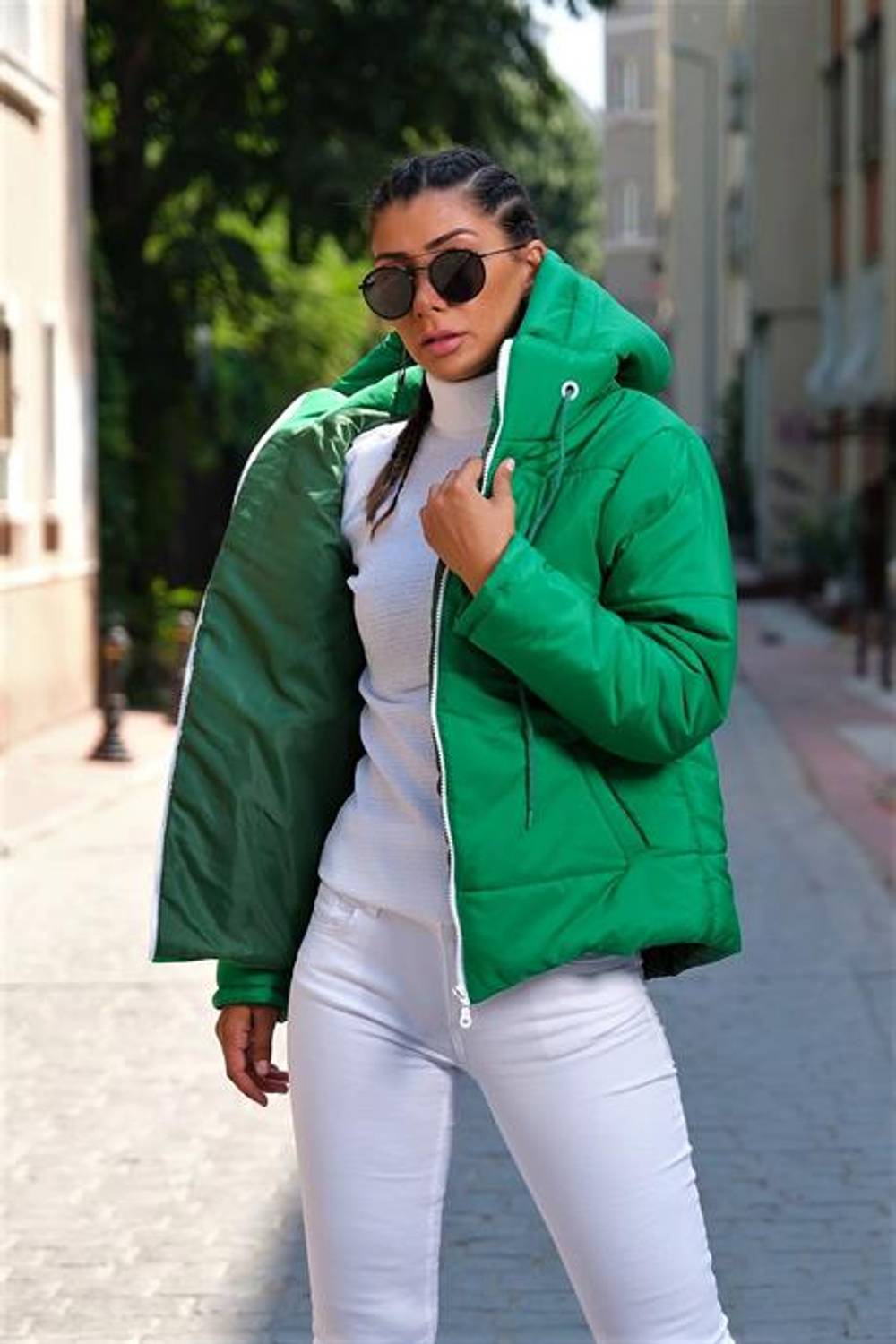 Markano Green Waterproof Hooded Puffer Jacket