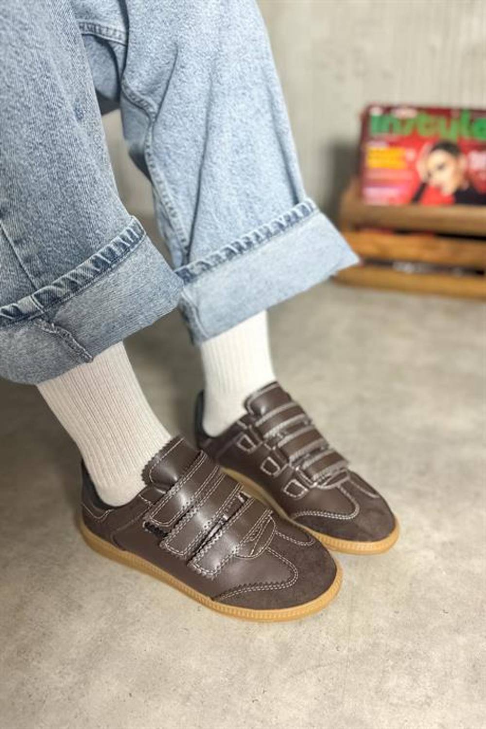 Markano Cırry Acı Kahve Cilt Süet Detaylı Cırtlı Kadın Sneakers