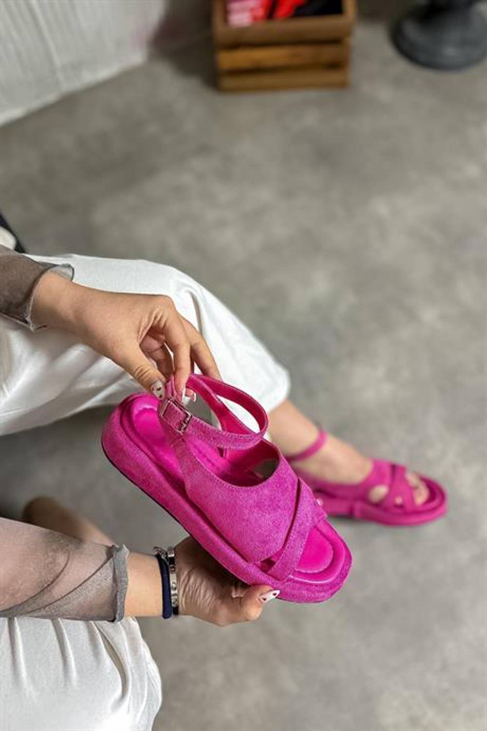 Markano Belax Fuşya Biyeli Kadın Sandalet