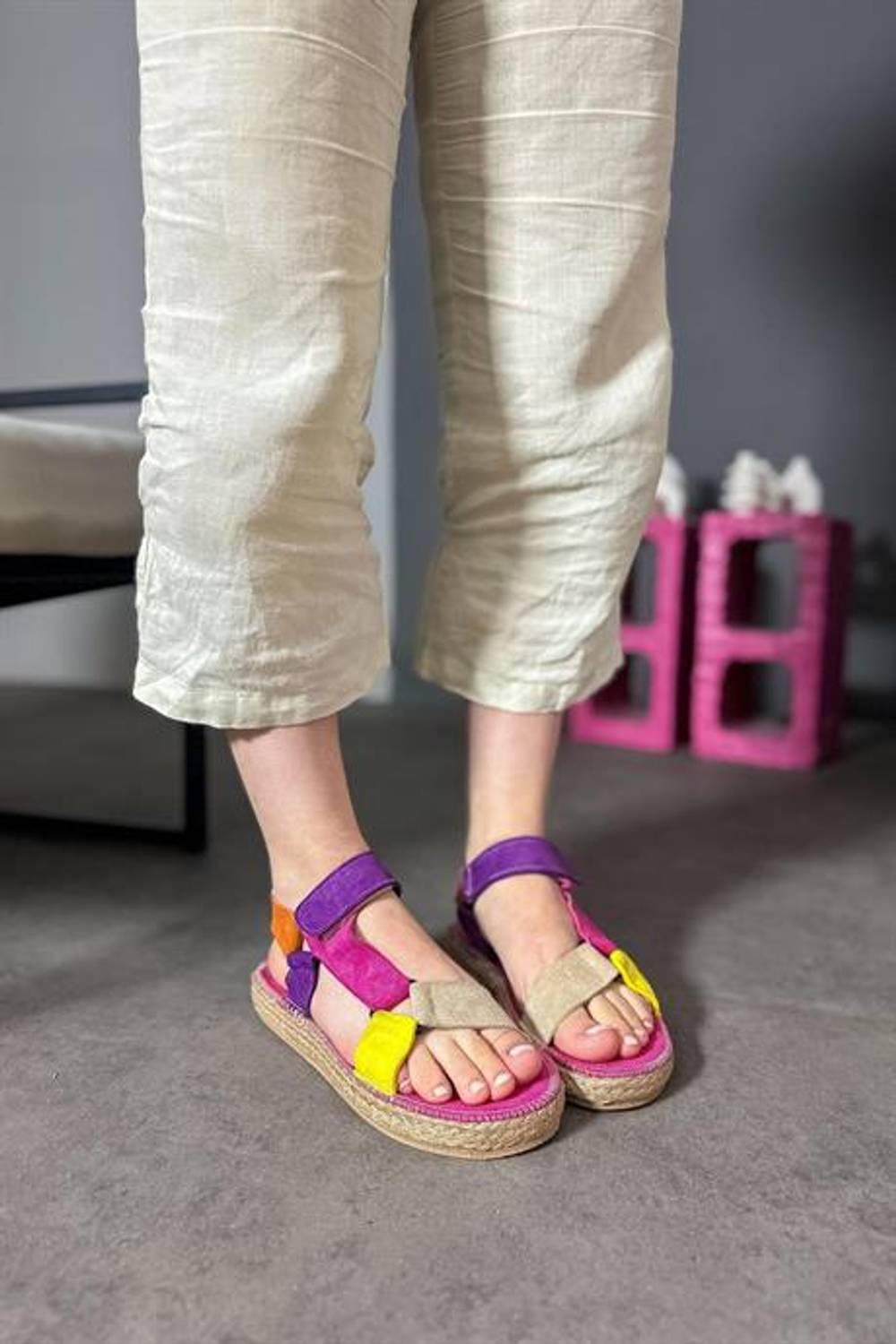 Markano Trav Mor Cırtlı Detay Kadın Sandalet