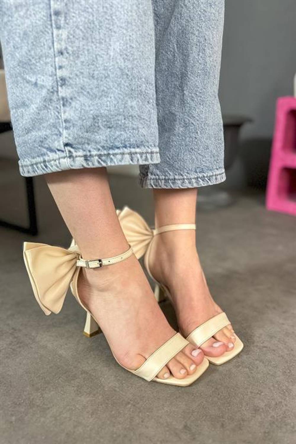 Markano Fiyon Bej Fiyonk Detaylı Kadın Topuklu Ayakkabı