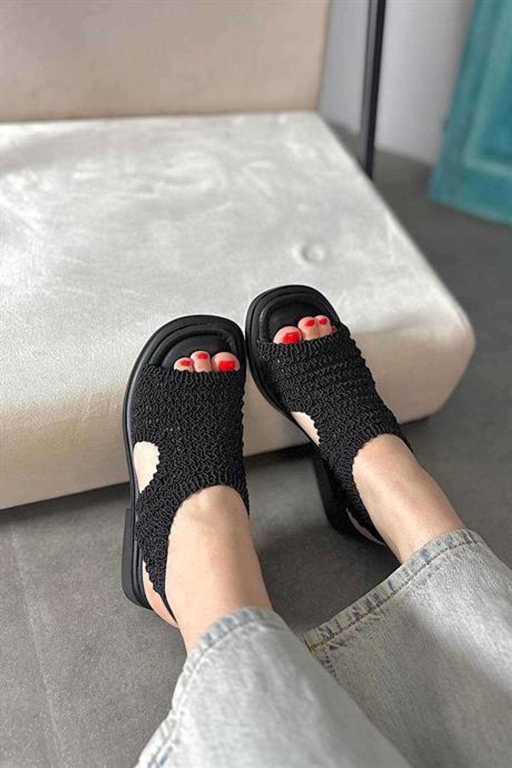 Женские сандалии Markano из черной кожи с плетеными деталями, размер 36-40