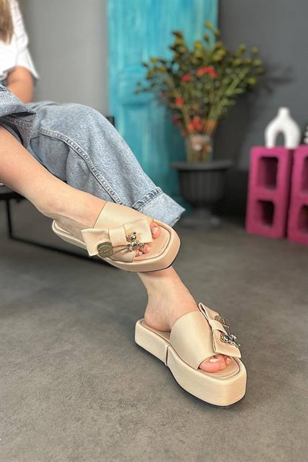 Markano Leila Bej Ayıcık Detaylı Kadın Terlik