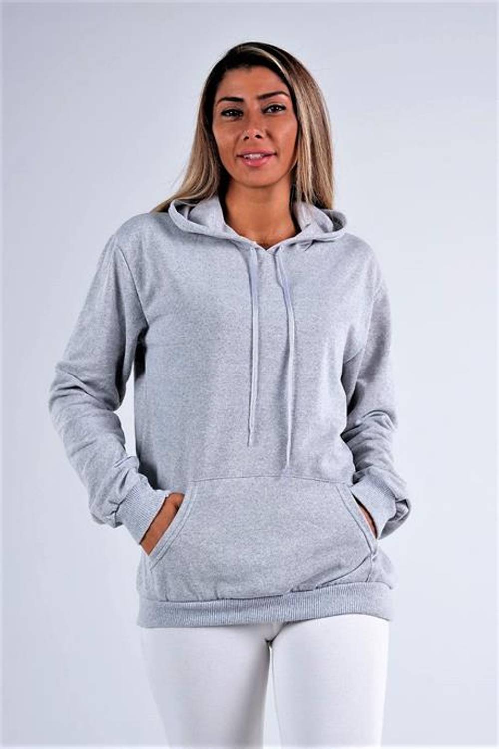 Markano Gri Kapüşonlu Kanguru Cepli Şardonlu Sweatshirt