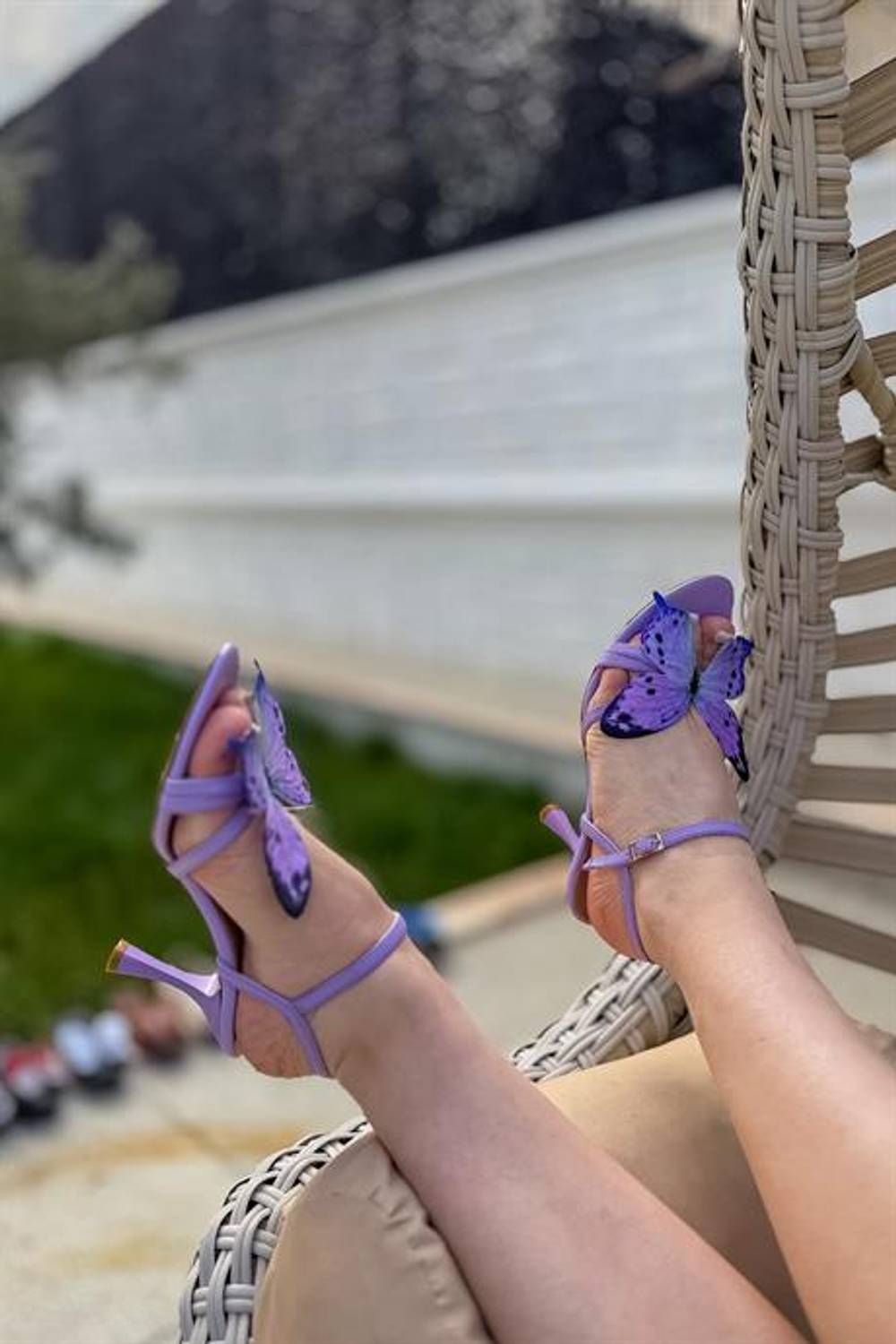 Markano Butter Lila Kelebek Detaylı Kadın Topuklu Ayakkabı