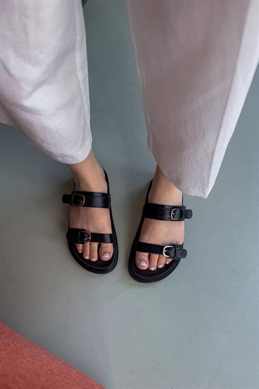 Markano Darrel Siyah Çift Biyeli Kadın Terlik