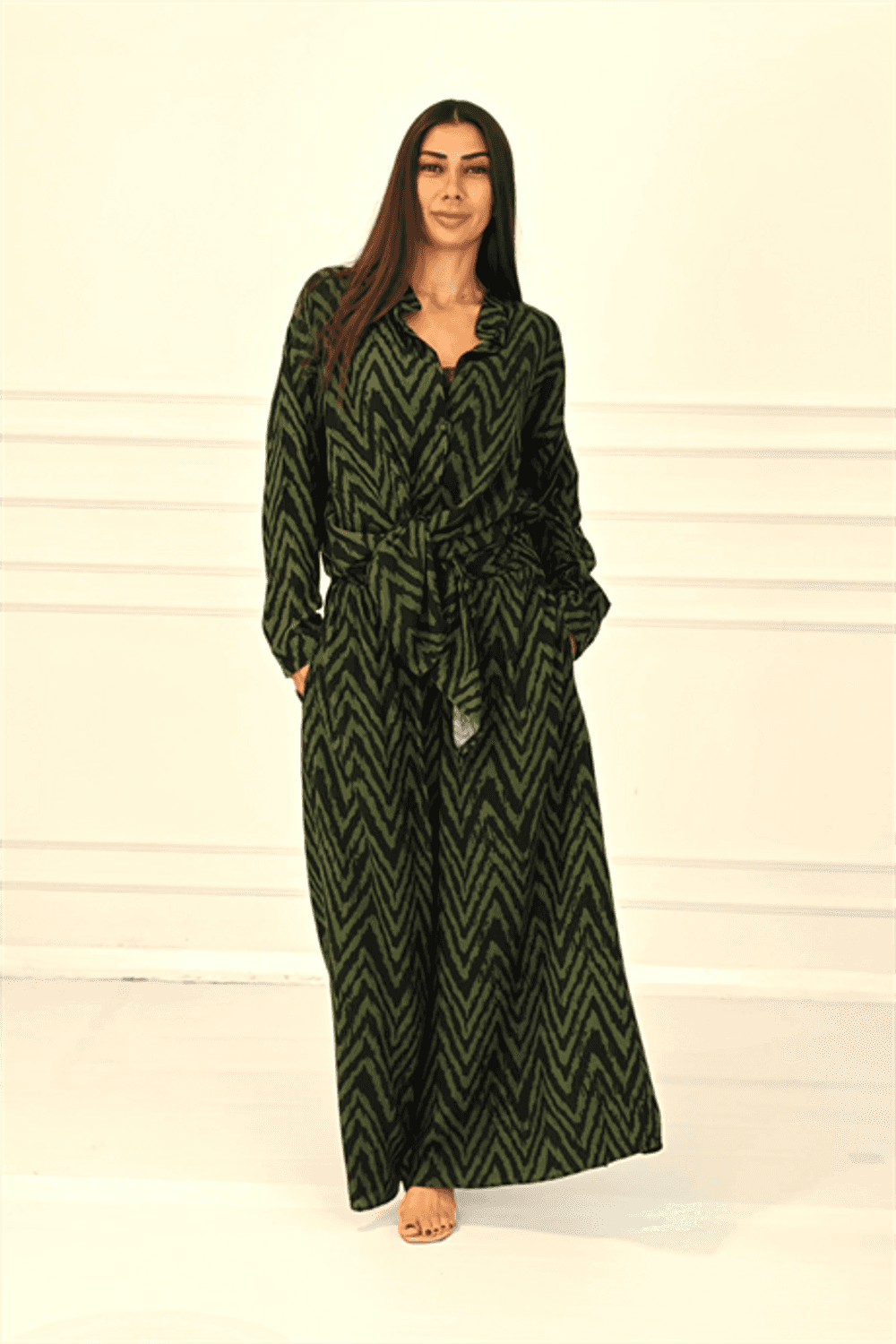 Markano Haki Desenli Kolu Apoletli Cepli Gömlek Pantolon Takım