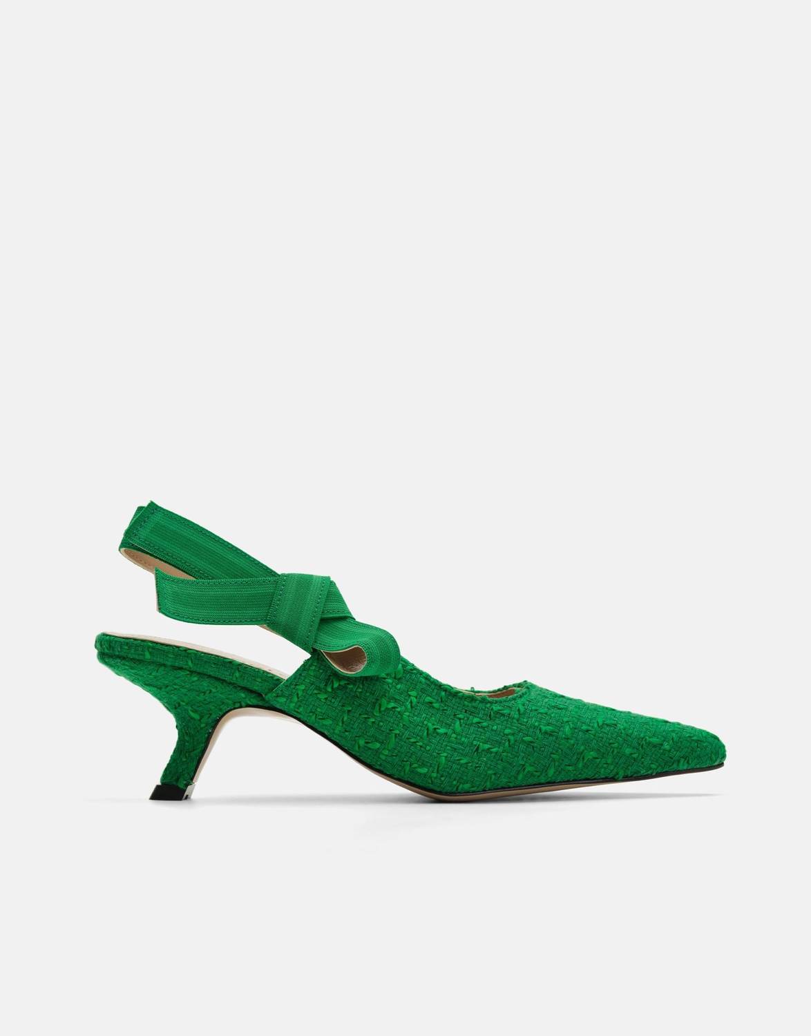 Жіночі туфлі на підборах Jorbinol з твідової тканини, зелений колір, 4-5 см підбори, елегантний та сучасний дизайн, комфорт та стиль у кожному кроці