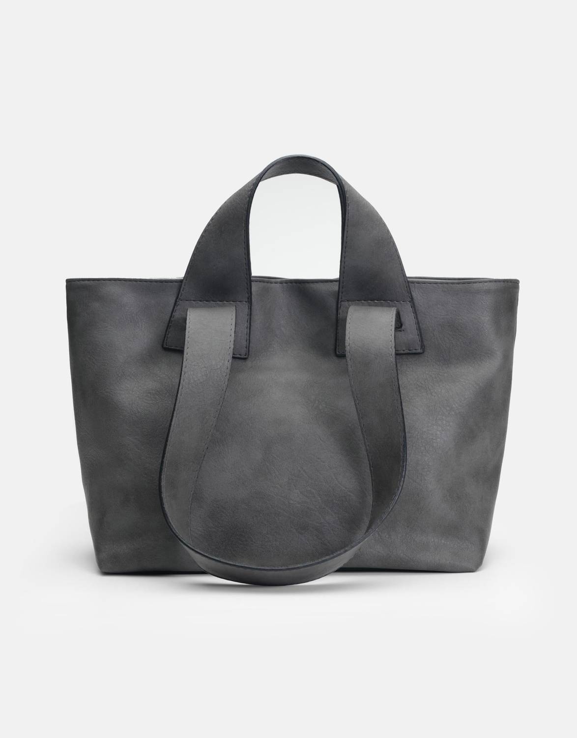 Merila Büyük Yumuşak Derili Kadın Tote Bag - Gri