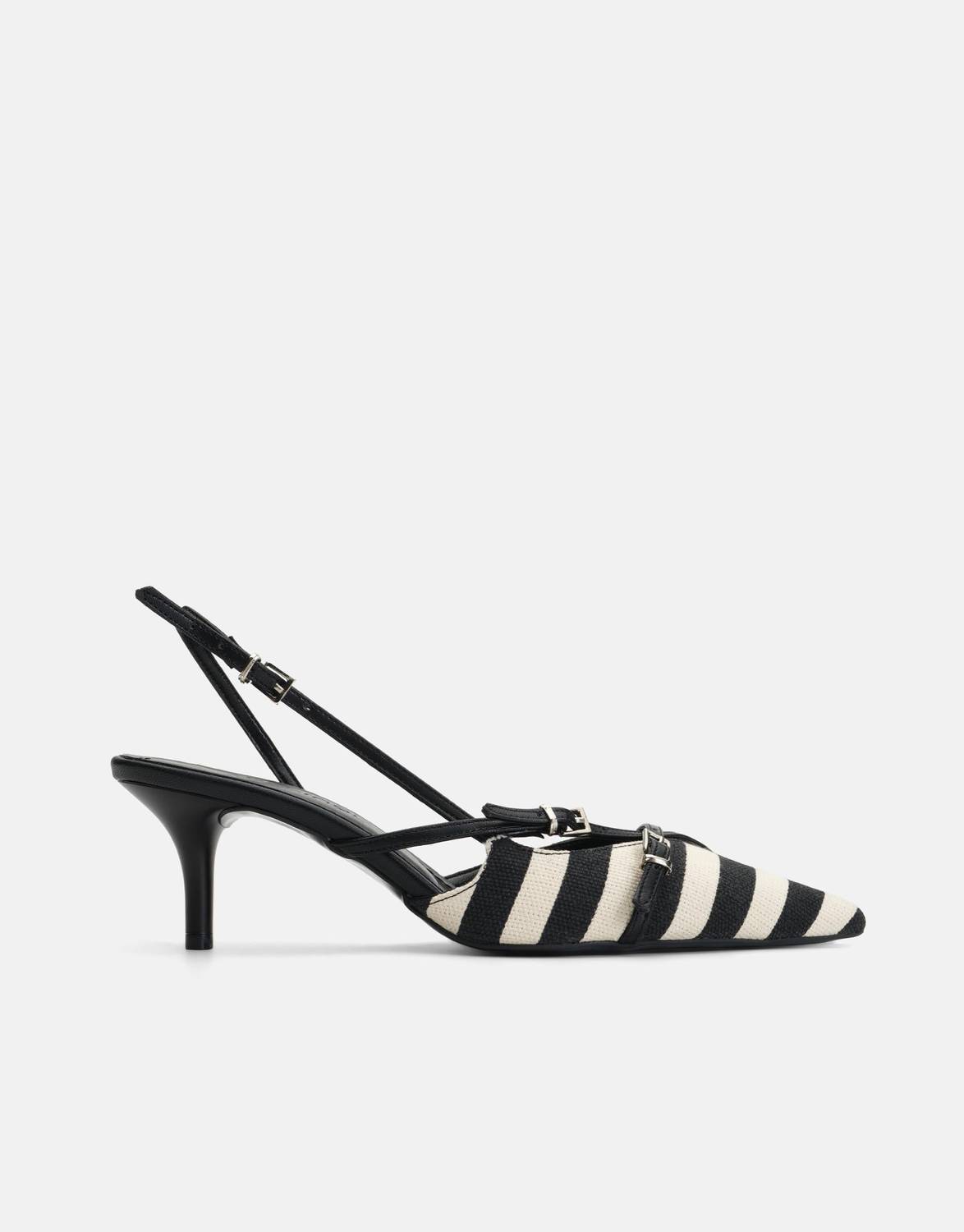 Женские босоножки на каблуке с ремешком из льняной ткани Jorbinol - черные, высокий каблук 6 см, удобная и стильная модель для лета