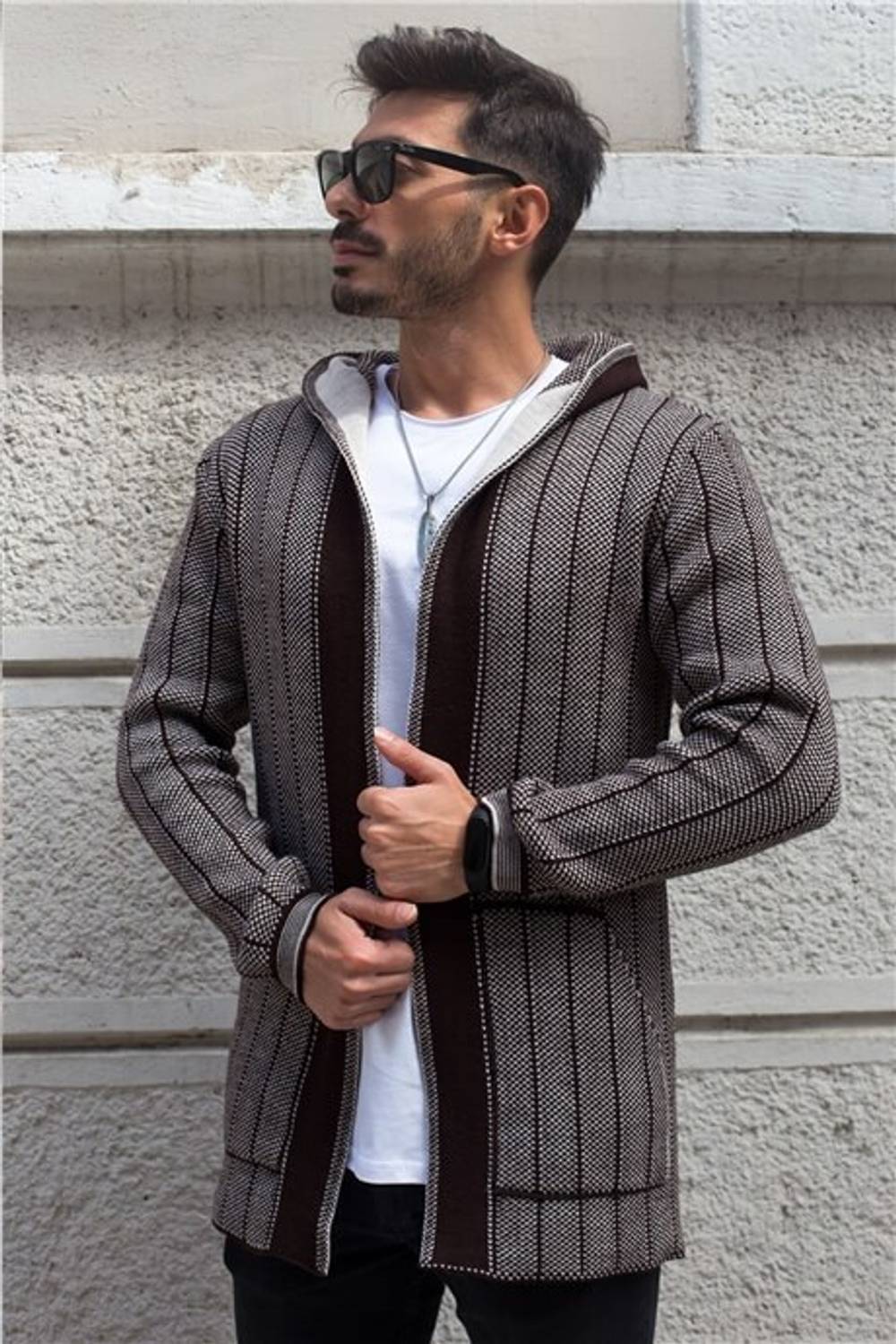 Brown Men's Archer Poncho Cardigan