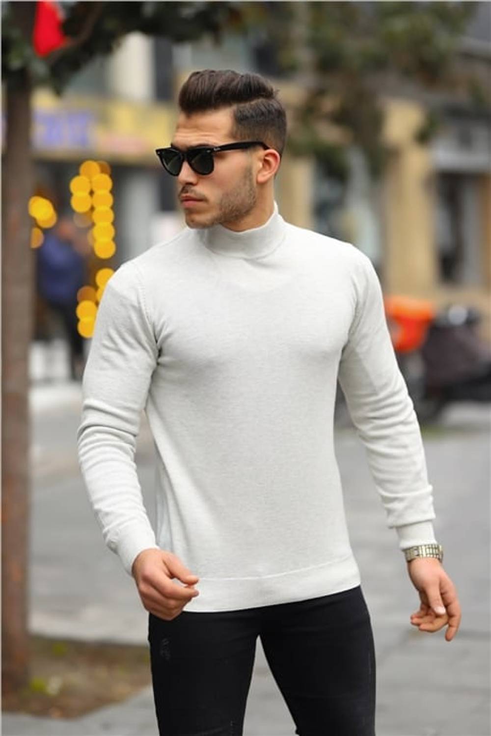 Полуприталенный свитер с регланом, полувысокий воротник, 100% акрил, цвет: камень, размеры: XL, L, M, XXL, идеален для зимнего сезона