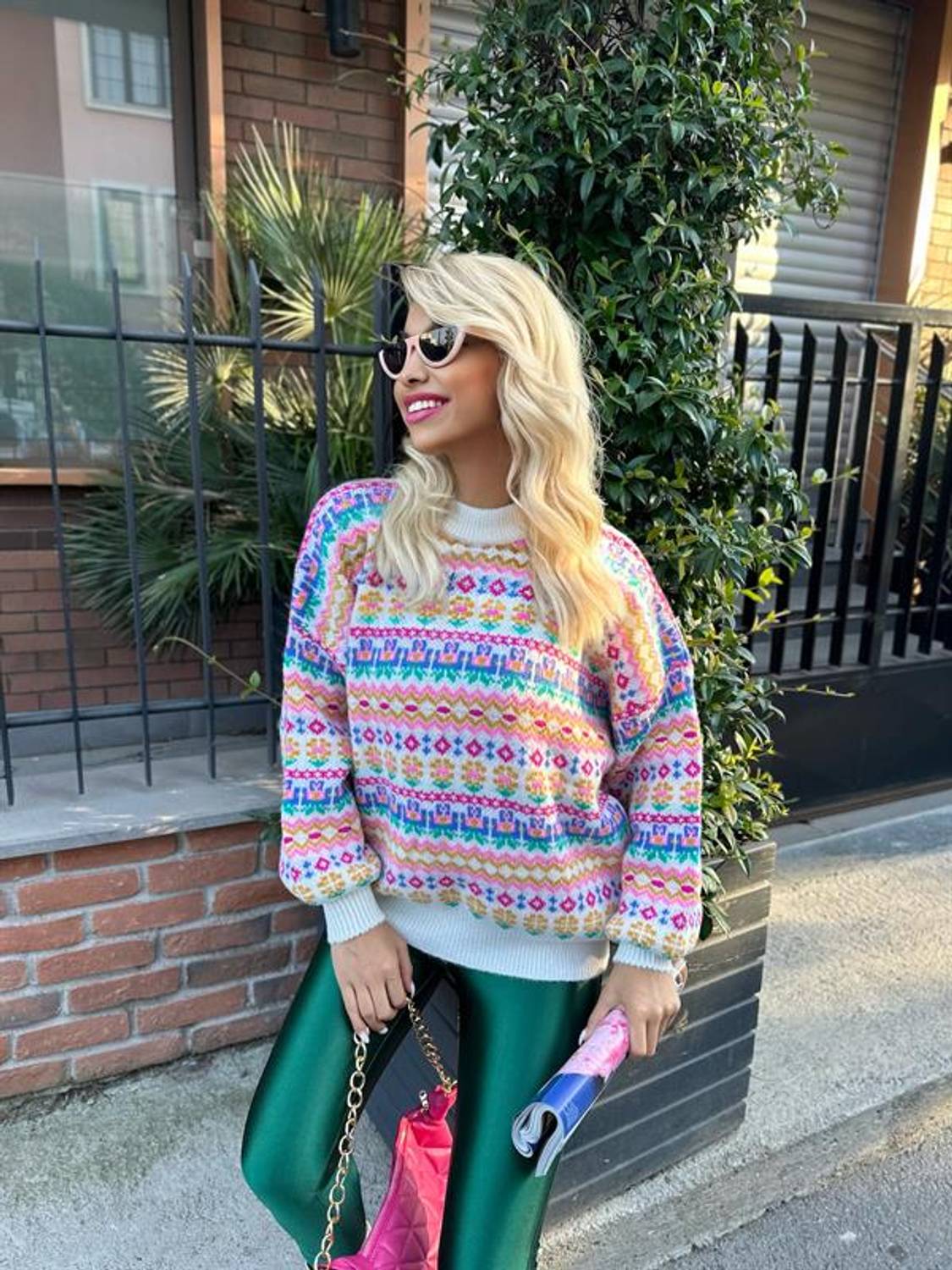 سترة عرقية ملونة - بيضاء