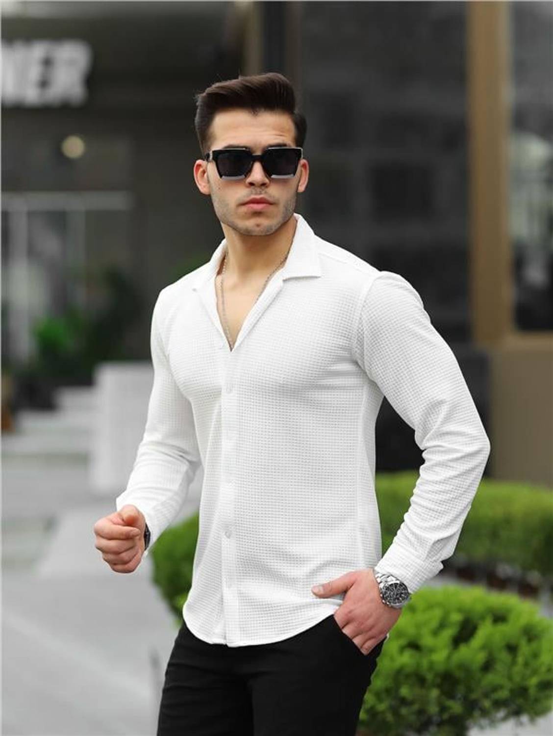 Wafer Pattern Shirt - White