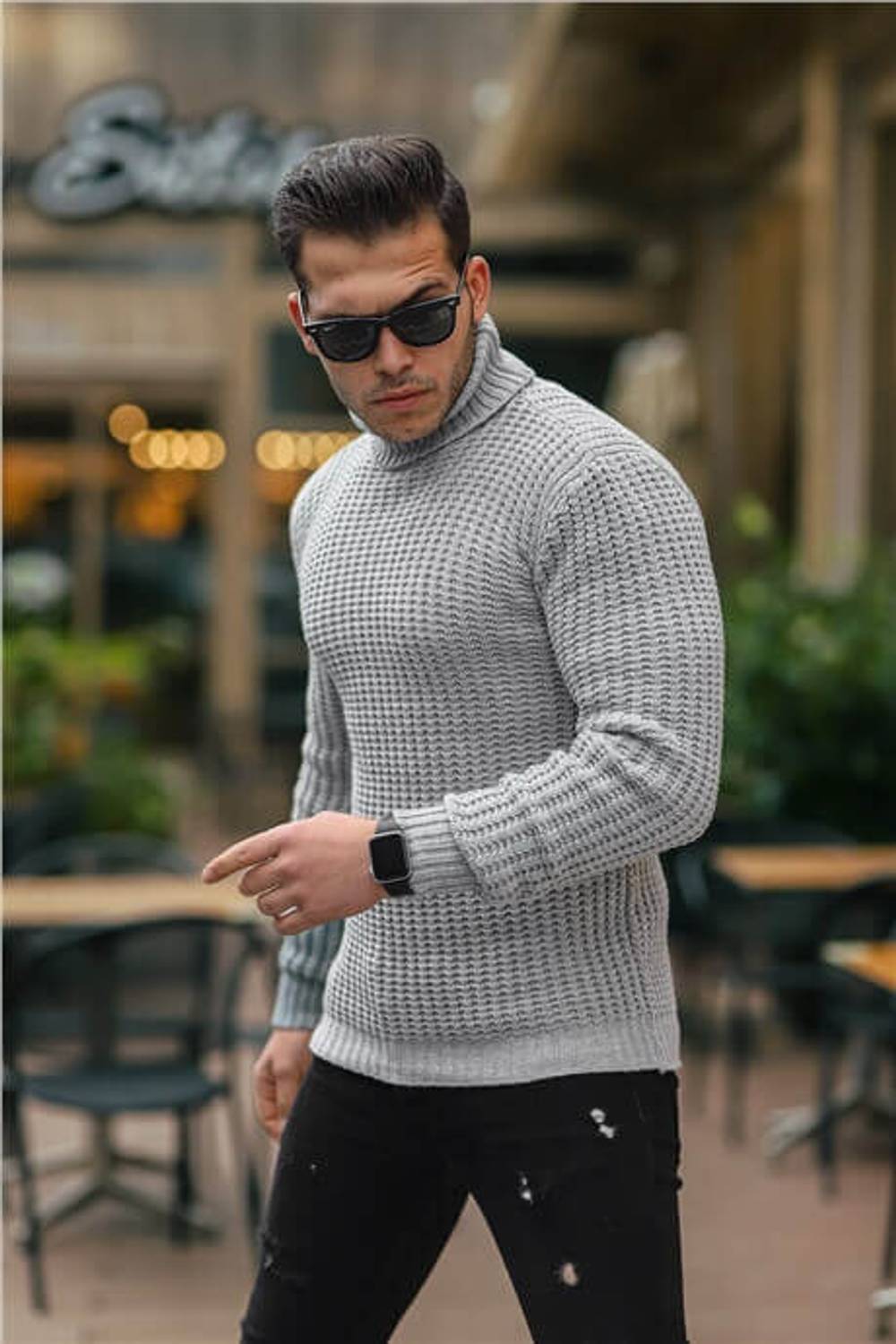 Roving Knitted Fisherman Sweater - Light Gray