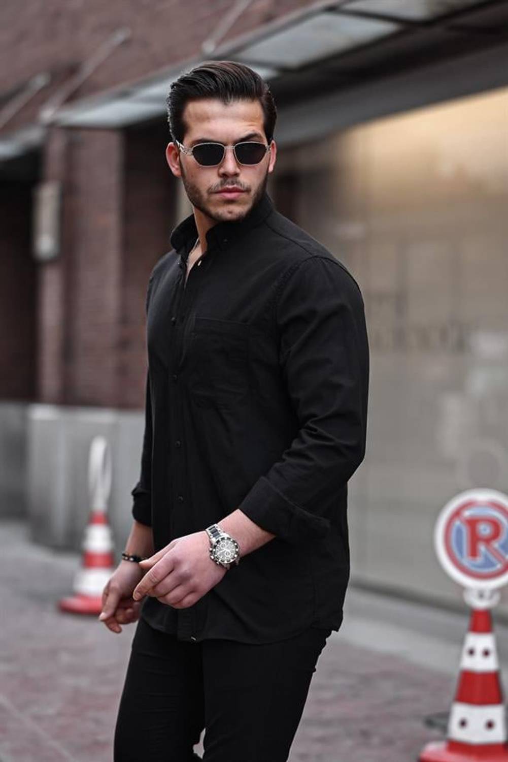 Flam Linen Single Pocket Shirt - Black