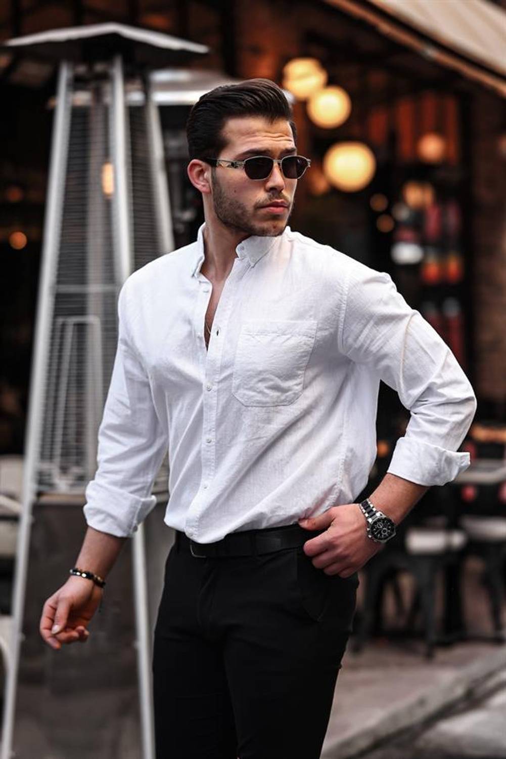 Flam Linen Single Pocket Shirt - White