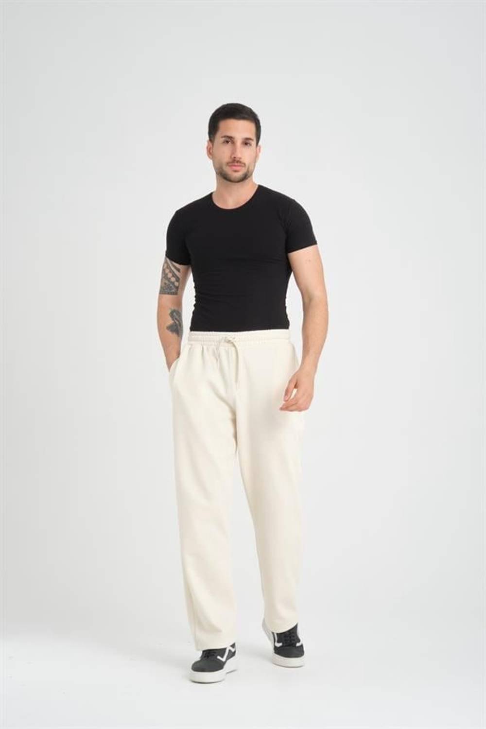 Valiberta Regular Fit Ribbed Baggy Pants in Natural Beige for Stylish Comfort and Versatile Wear