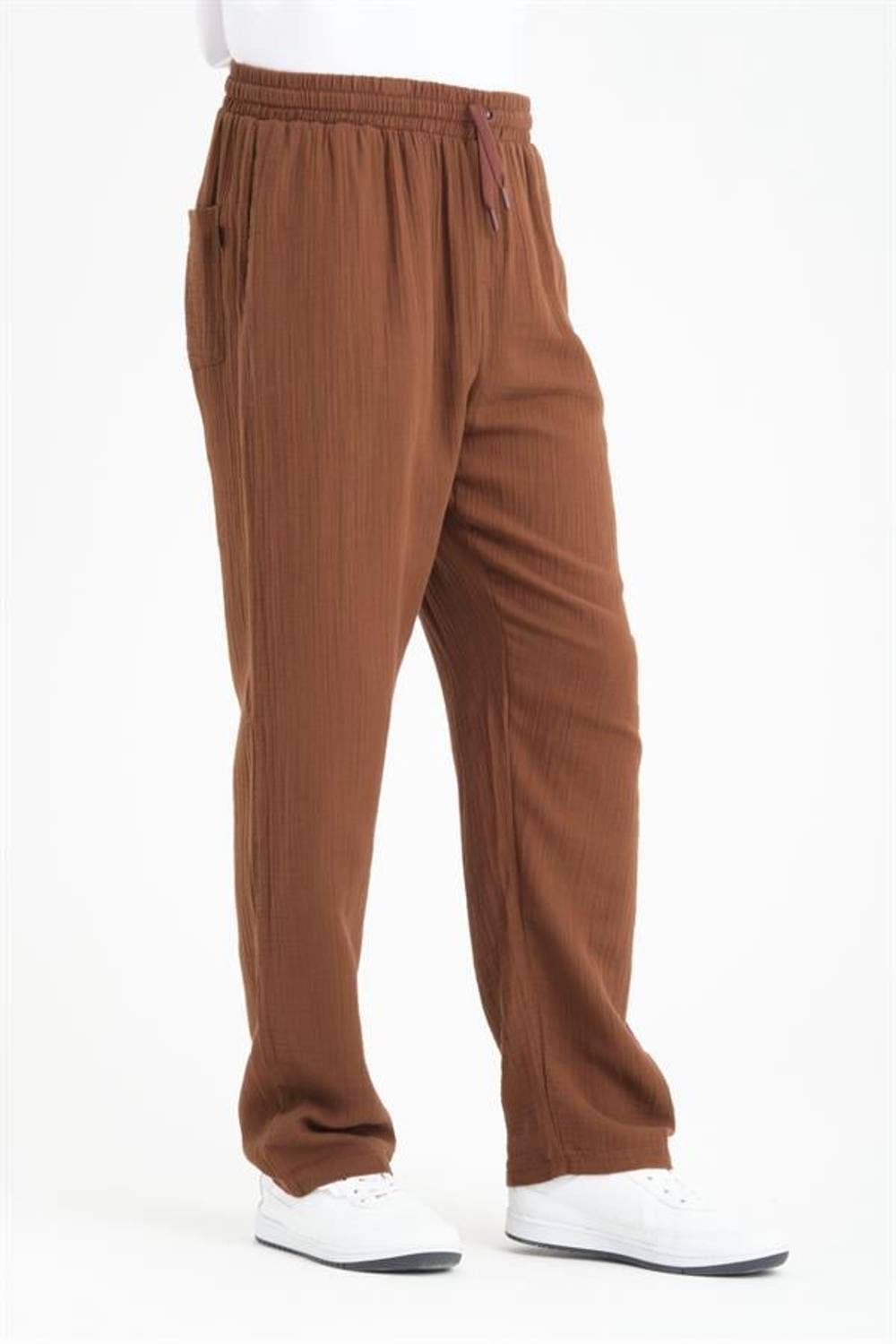 Baggy Fit Cotton Muslin Pants in Brown for Comfort and Style, Perfect for Casual and Elegant Occasions, Available in Multiple Sizes