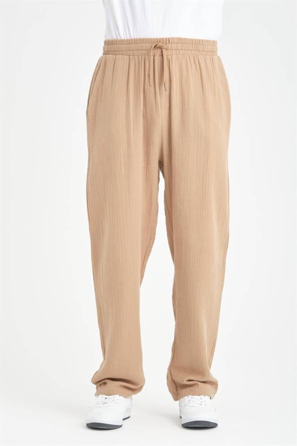 Baggy Muslin Fabric Pants - Tiramisu, 100% Cotton, Comfortable Fit for Casual and Elegant Styles, Available in Sizes S-XXL